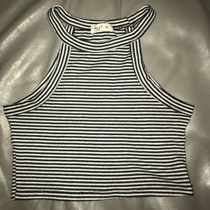 Black and White Striped Crop top